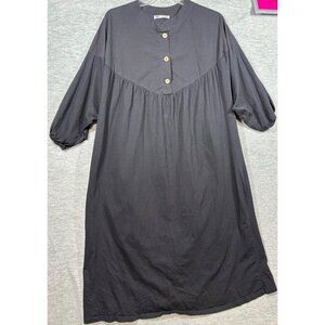 Zara Black Cotton Sz‎ S Shirt Dress Lagenlook Oversized